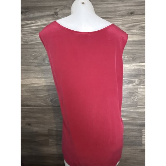 Women’s Pink 100% Silk Sleeveless Top Braided Neckline XL - Picture 6 of 8
